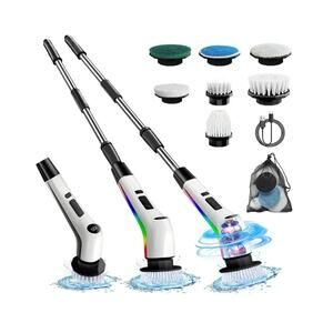 Electric Spin Scrubber Cordless Cleaning Brush 7 Brush Heads 3 Speeds 120Mins